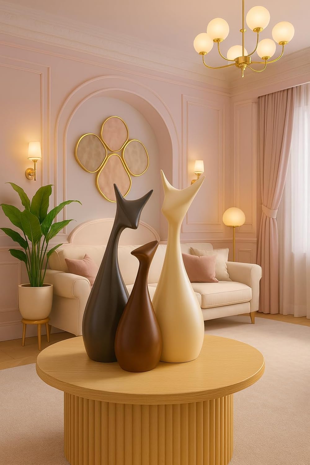 Beautiful Finish Uniquely Hand Crafted Home Dcor African Tribal Women Art Piece - (Set of 3, Multicolour), Resin