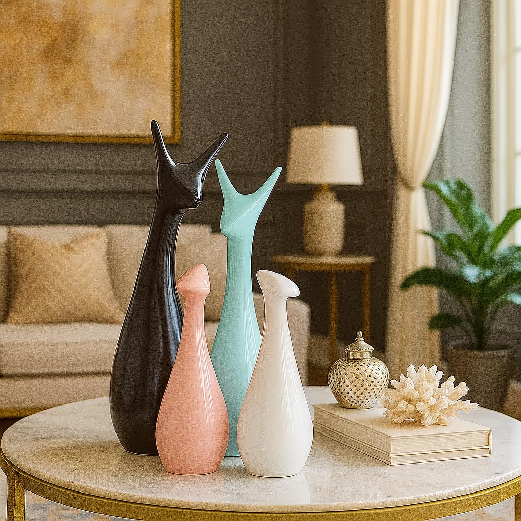 Beautiful Finish Uniquely Hand Crafted Home Dcor African Tribal Women Art Piece - (Set of 3, Multicolour), Resin