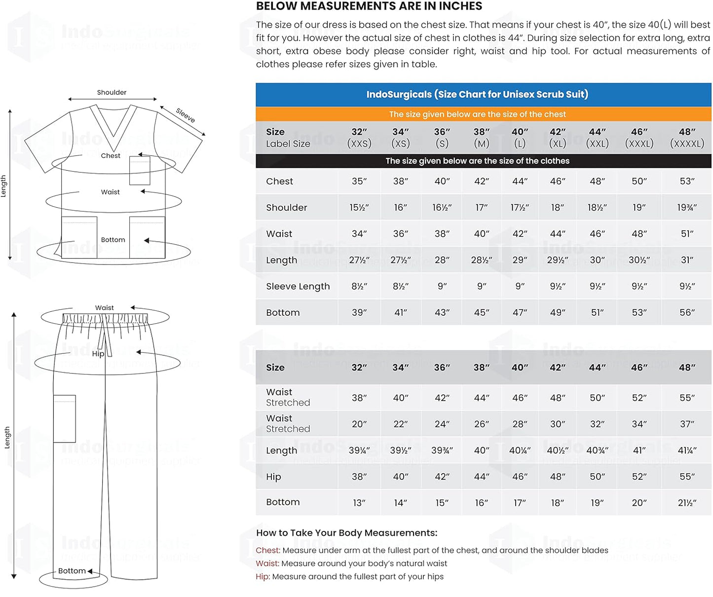 Unisex Regular Fit V-Neck Top and Cargo Type Trouser Scrub Suit OT Dress Set (Blue, 38-Medium).