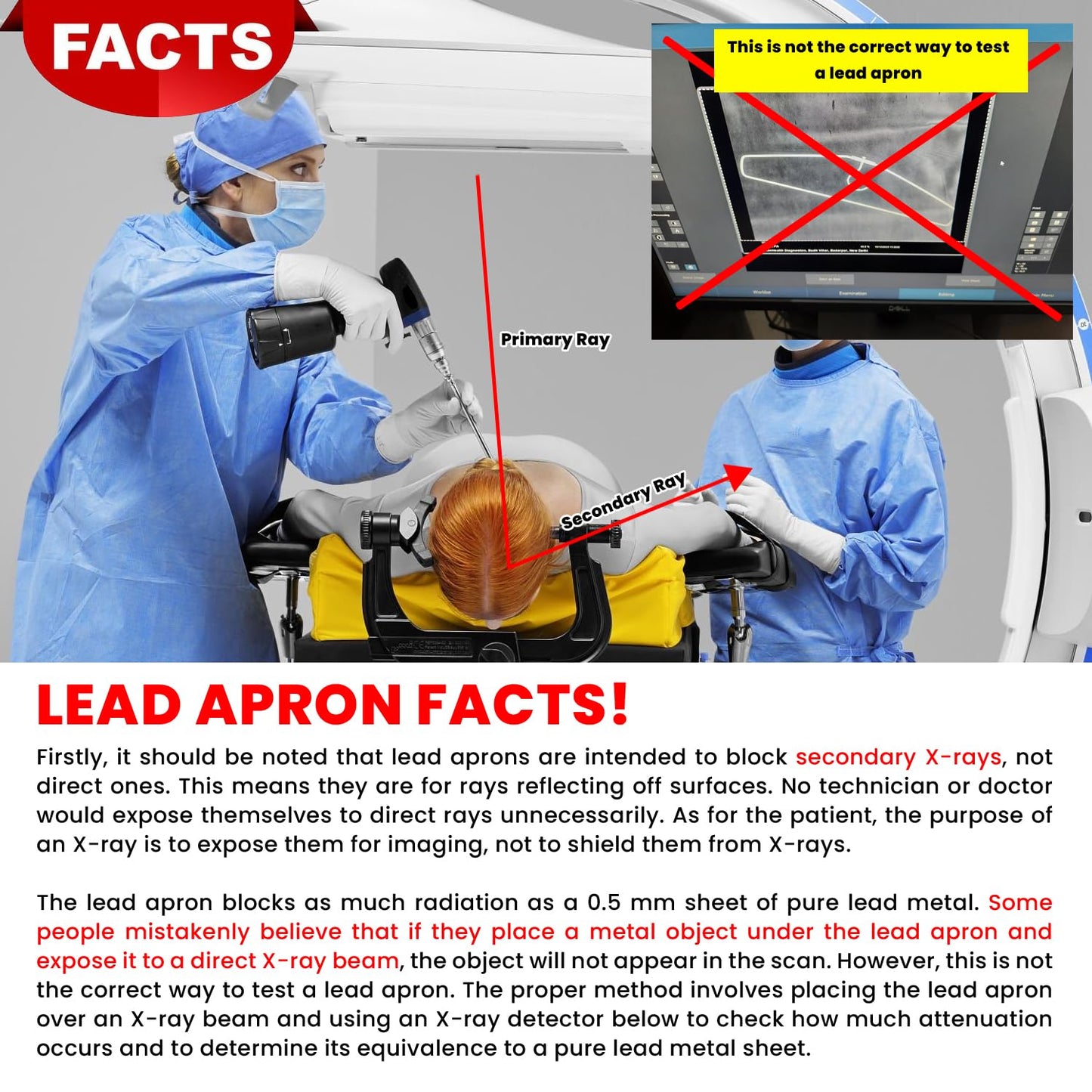 Lead Apron for X-Ray Protection with Thyroid Collar Lead Equivalency 0.35 mm