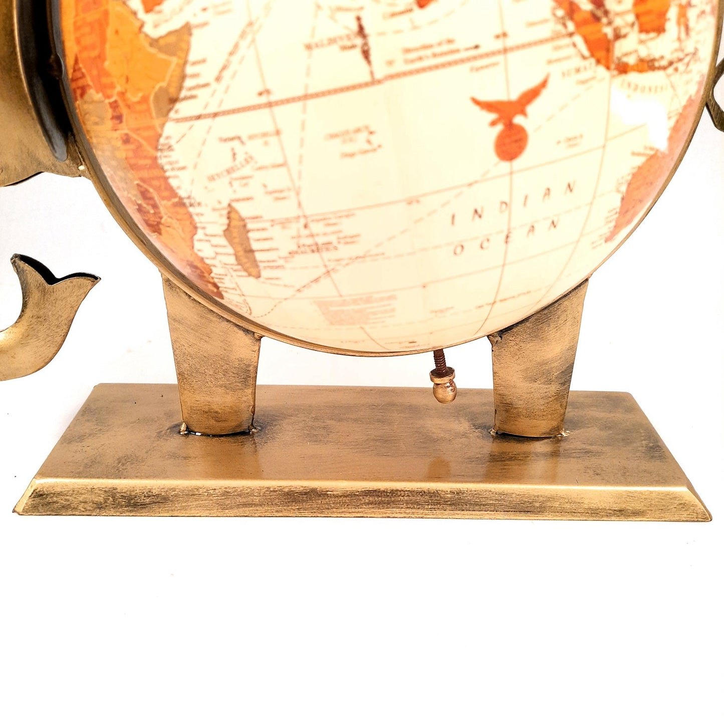 Elephant With Globe Showpiece Figurines - Antique Showpiece - for Home, Vastu, Good Luck, Table & Office Decor & Gift - 11 Inch