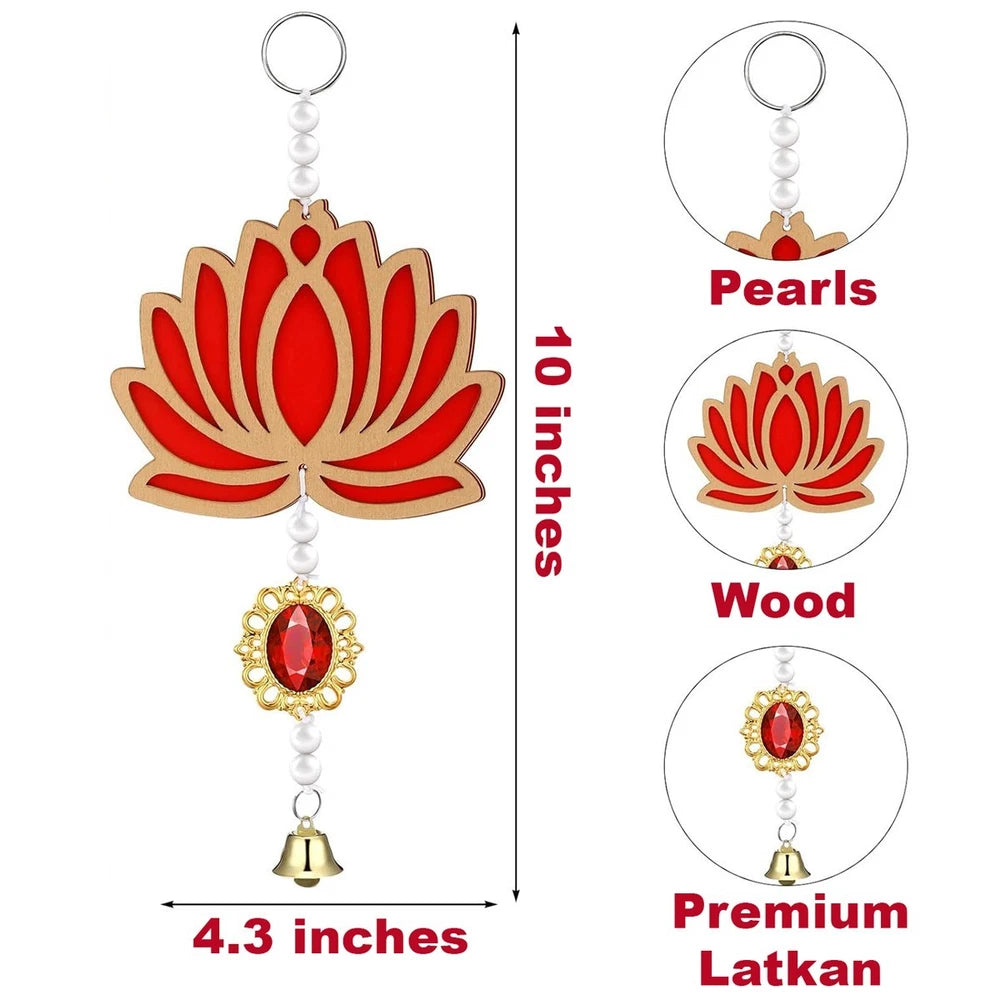 Diwali Wall Decor – 10 Lotus Garlands – Bells & Pearls – Gift Ready!